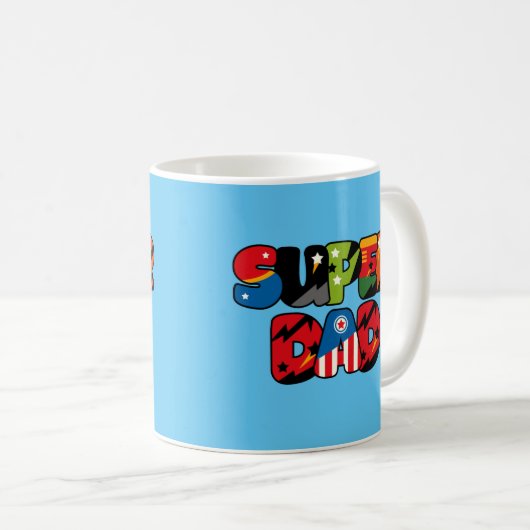 ファーザズデイギフトスーパーダードスーパーヒーローすごいパパ コーヒーマグカップ (正面右)