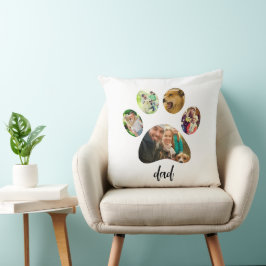ファーザズデイドッグパパ | 5 Paw印刷フォトコラージュ クッション