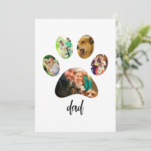 ファーザズデイドッグパパ | 5 Paw印刷フォトコラージュ シーズンカード (スタンド正面)