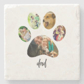 ファーザズデイドッグパパ | 5 Paw印刷フォトコラージュ ストーンコースター (正面)