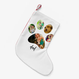 ファーザズデイドッグパパ | 5 Paw印刷フォトコラージュ スモールクリスマスストッキング