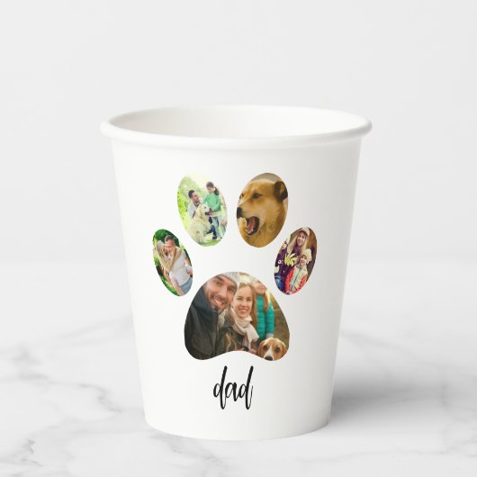 ファーザズデイドッグパパ | 5 Paw印刷フォトコラージュ 紙コップ (正面)