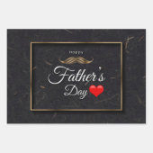 ファーザズデイブラックグレイエレガントタイポグラフィハート ラッピングペーパーシート (正面3)