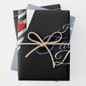 ファーザズデイブラックグレイエレガントタイポグラフィハート ラッピングペーパーシート (インサイチュ)