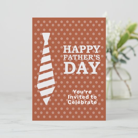 ファーザズデイホワイトタイブラウンドットディナーパーティー 招待状 (スタンド正面)