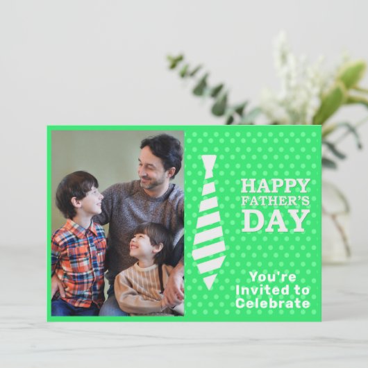 ファーザズデイホワイトタイライトグリーンドット写真パーティー 招待状 (スタンド正面)