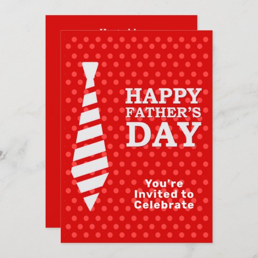 ファーザズデイホワイトタイレッドドットディナーBBQパーティー 招待状 (正面/裏面)