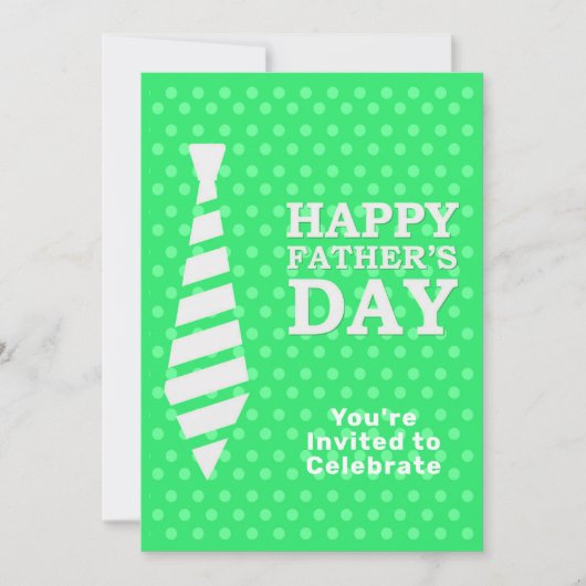 ファーザズデイホワイトタイLTグリーンドットディナーパーティー 招待状 (正面)