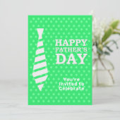 ファーザズデイホワイトタイLTグリーンドットディナーパーティー 招待状 (スタンド正面)