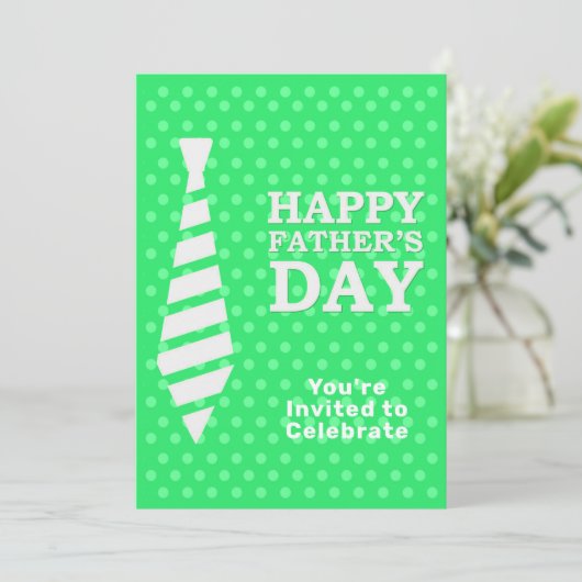 ファーザズデイホワイトタイLTグリーンドットディナーパーティー 招待状 (スタンド正面)