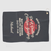 ファーザズデイミート喫煙BBQピットマスターパパカスタム ゴルフタオル (横)