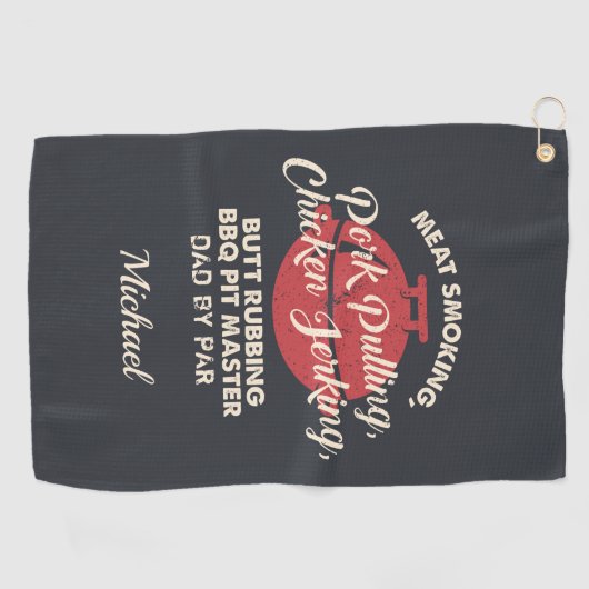 ファーザズデイミート喫煙BBQピットマスターパパカスタム ゴルフタオル (横)