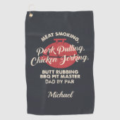 ファーザズデイミート喫煙BBQピットマスターパパカスタム ゴルフタオル (正面)