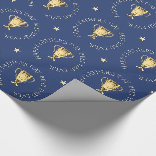 ファーザデイトロフィーカスタム文字ネイビー ラッピングペーパー (角)
