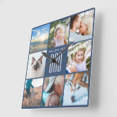 ファーザーの日の家族の思い出フォトコラージュ スクエア壁時計 (傾斜)