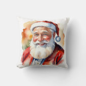 ファーザークリスマスサンタクロース顔ポートレートカスタム クッション (正面)