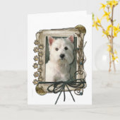 ファーザーズの日 – ストーンポーズウェスティー カード (黄色い花)