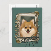 ファーザーズの日 – 石の前足 – ポメラニア犬 ポストカード (正面/裏面)