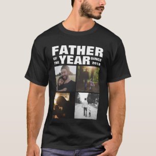 ファーザーズカスタムデイ家族フォトコラージブラック Tシャツ