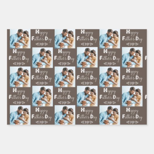 ファーザーズカスタムデイPhoto Brown Terracottaセット/ 3 ラッピングペーパーシート (正面2)