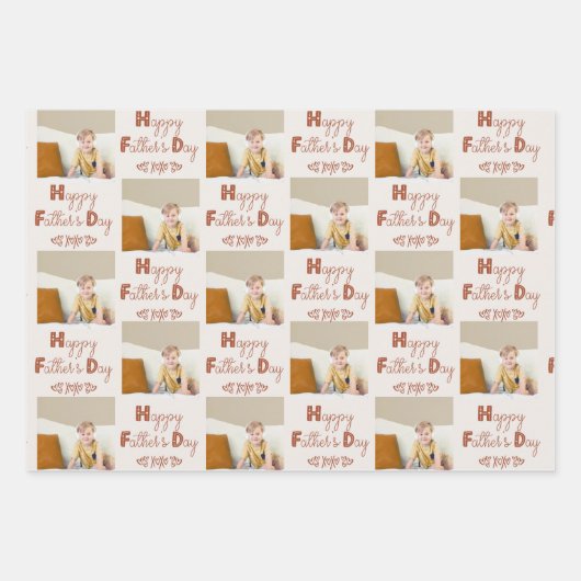 ファーザーズカスタムデイPhoto Brown Terracottaセット/ 3 ラッピングペーパーシート (正面)