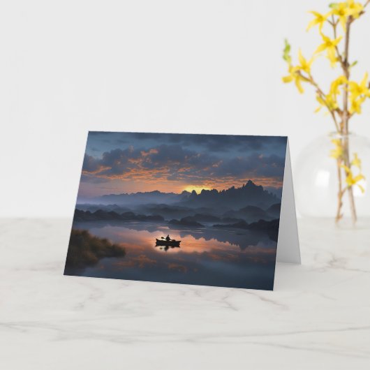 ファーザーズデイカヤックとカヤカー カード (黄色い花)