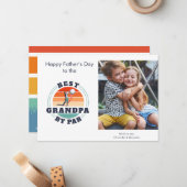 ファーザーズデイキッズフォトレトロゴルフパパ ノートカード (正面/裏面インサイチュ)