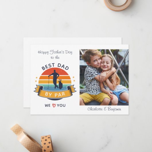 ファーザーズデイキッズフォト最高のパパゴルフ恋人 ノートカード (正面/裏面インサイチュ)