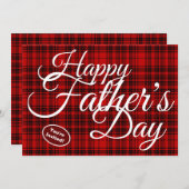 ファーザーズデイチェックプレイドホワイトタイポグラフィ市松模様に 招待状 (正面/裏面)