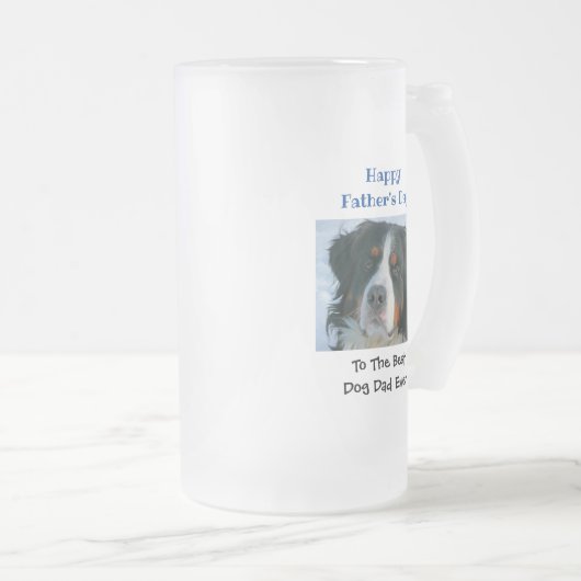 ファーザーズデイドッグパパ最高のワールドエバーペット写真 フロストグラスビールジョッキ (正面右)