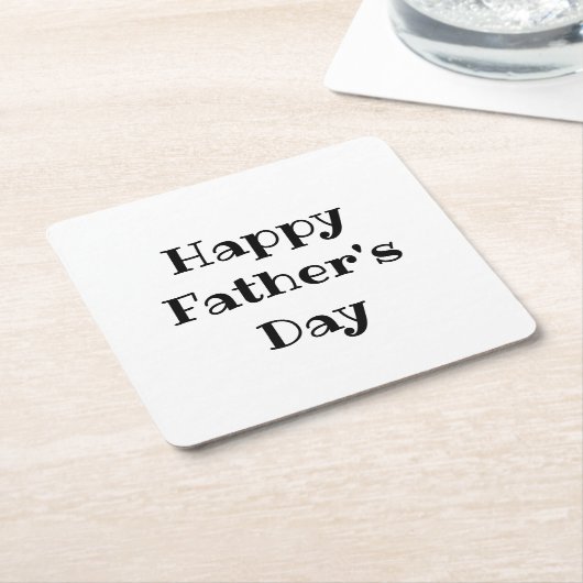 ファーザーズデイバーベキューシンプル白黒 スクエアペーパーコースター (アングル)