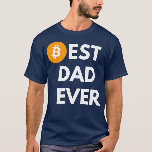 ファーザーズデイビットコイン最高のパパエバーおもしろいクリプト Tシャツ (正面)