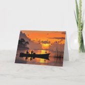 ファーザーズデイフィッシャーマンズと魚釣りボートレイク カード (正面)