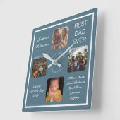 ファーザーズデイ最高のパパエバーブルーフォーフォト スクエア壁時計 (傾斜)