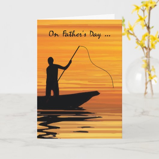 ファーザーズデイ魚釣りアットサンセットインボート カード (黄色い花)