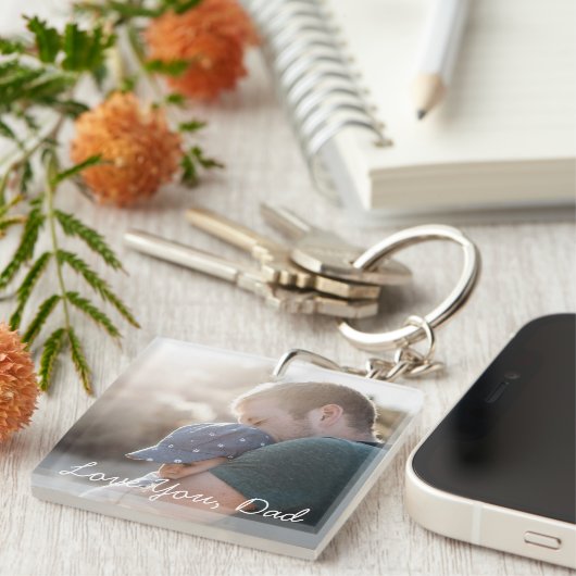 ファーザーズパーソナライズされたデイフォトキーチェーン キーホルダー (正面右)