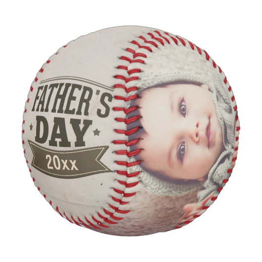 ファーザーズパーソナライズされたデーカスタムフォト（緑） 野球ボール (アングル)