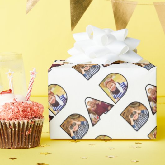 ファーザーズ日パパフォトコラージュカスタムパターン ラッピングペーパー (誕生日パーティー)