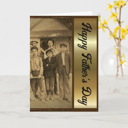 ファーザーズ日レトロ1920ブラウンと金ゴールド折り畳みカード カード (黄色い花)