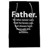 ファーザーズ日引用文タイポグラフィハッピーファーザーズ ミディアムペーパーバッグ (正面)