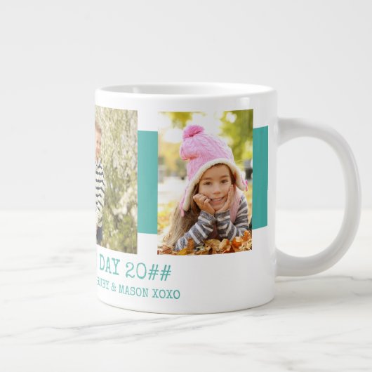 ファーザーズ最高のデーパパEver 3フォトティール（緑がかった色） ジャンボコーヒーマグカップ (右)