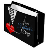 ファーザーズ白黒エレガントハートタイポグラフィ ラージペーパーバッグ (正面アングル)