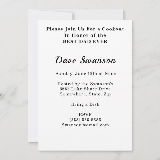 ファーザーズ・デイ写真を追加最高のパパEver Cookoutパーティー 招待状 (裏面)