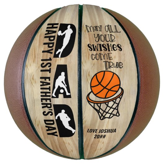 ファーザーズ・デイ・パパが来真を飲みパーソナライズされた込む バスケットボール (縦)
