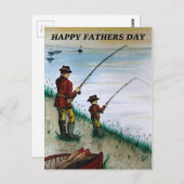 ファーザーズ・デイ・魚釣り・カード ポストカード (正面/裏面)