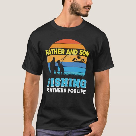 ファーザーソン魚釣りパートナフィッシャーマンフィッシャーパパ Tシャツ (正面)