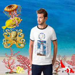 ファーザードーターボンドライトハウス最高のパパエバーブルー Tシャツ