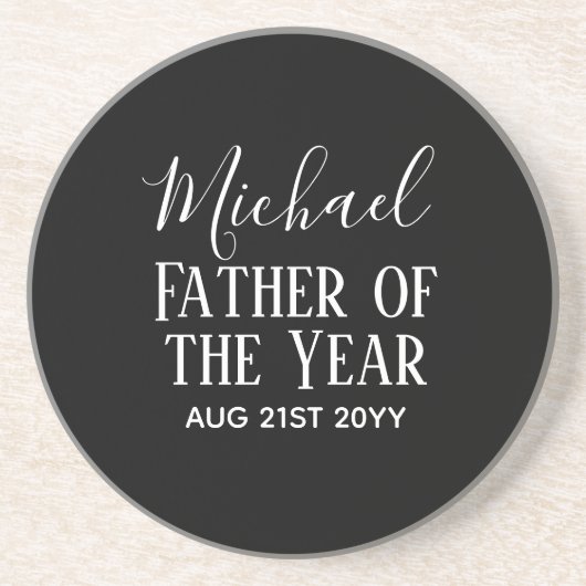 ファーザー・オブ・ザ・イヤーパパ夫マンCUSTOM文字 コースター (正面)