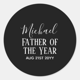 ファーザー・オブ・ザ・イヤーパパ夫マンCUSTOM文字 ラウンドシール