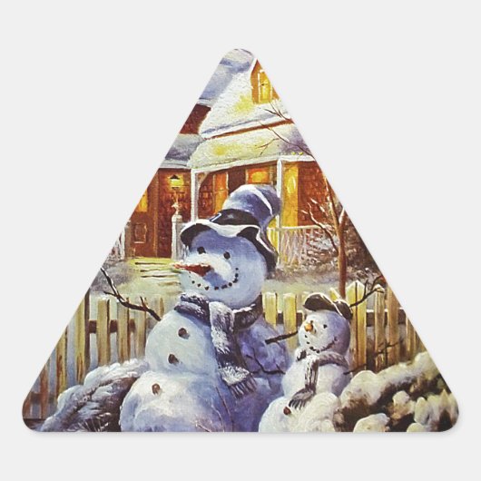 ファーザー&ソン雪だるま 三角形シール (正面)